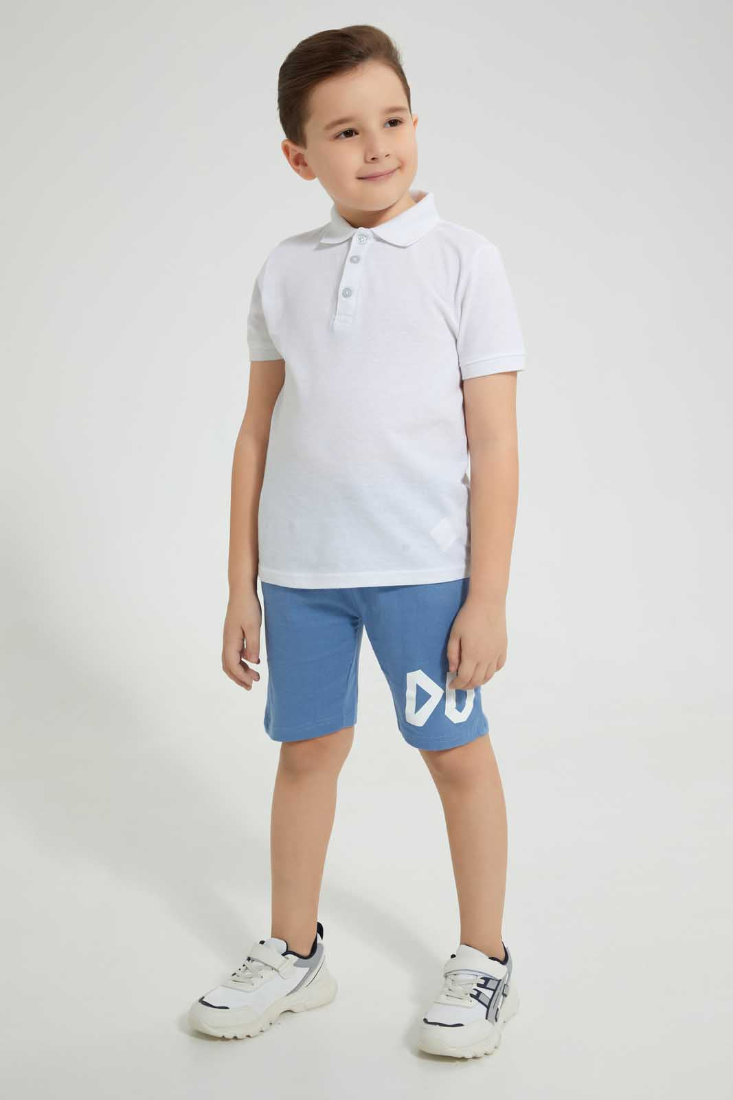 Redtag-Blue-Printed-Elasticated-Waist-Short-Active-Shorts-Boys-2 to 8 Years