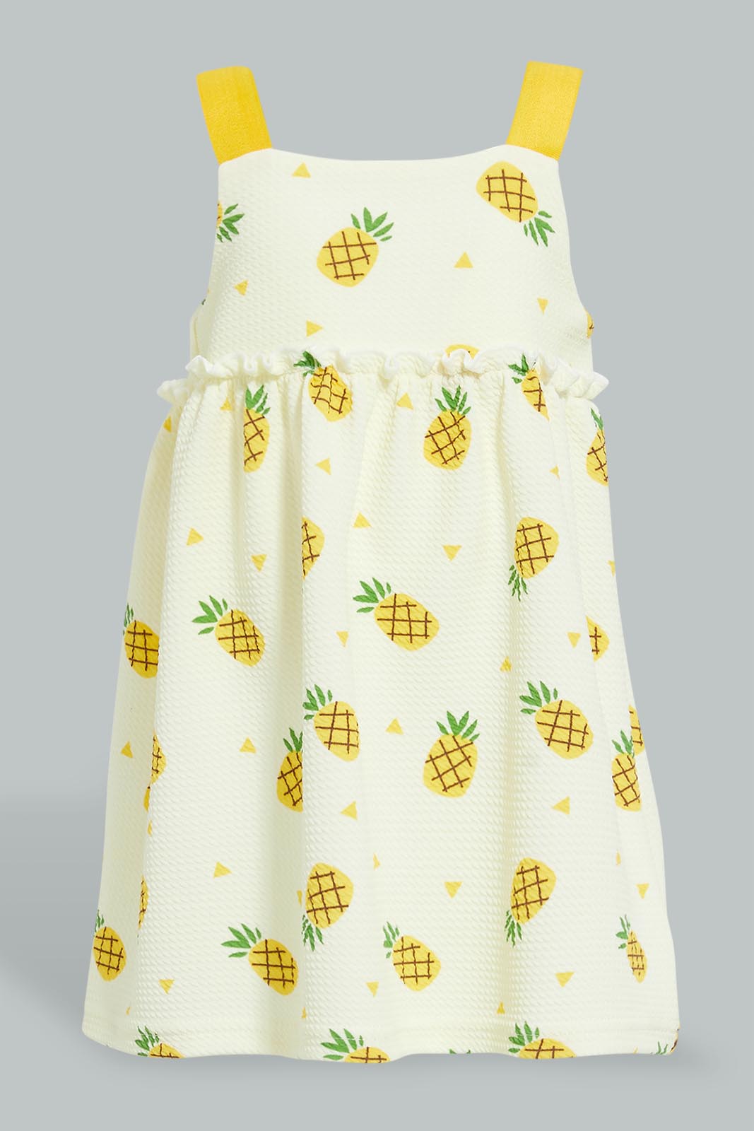 Redtag-Strawberry-Printed-Strap-Dress-Dresses-Infant-Girls-3 to 24 Months