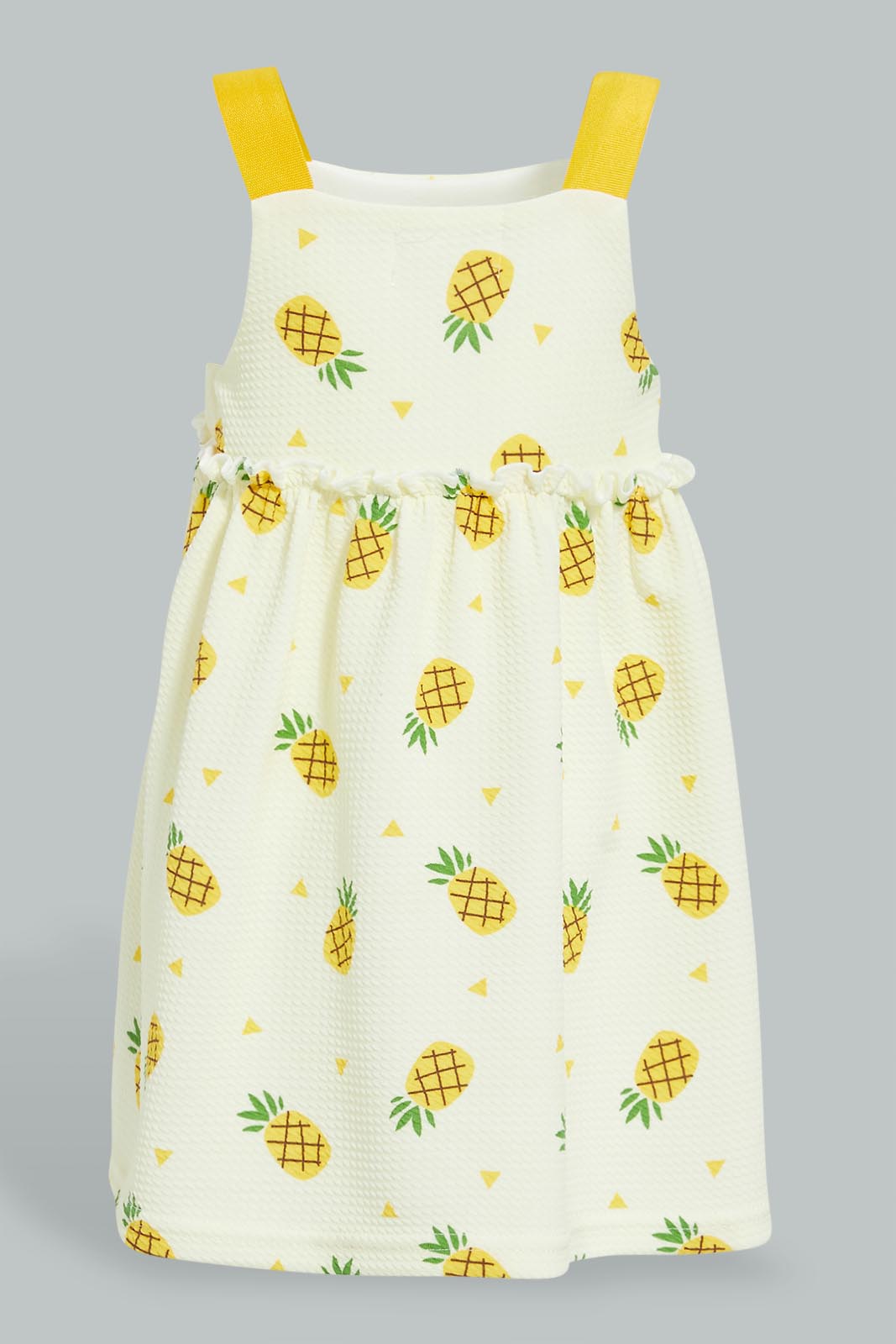 Redtag-Strawberry-Printed-Strap-Dress-Dresses-Infant-Girls-3 to 24 Months