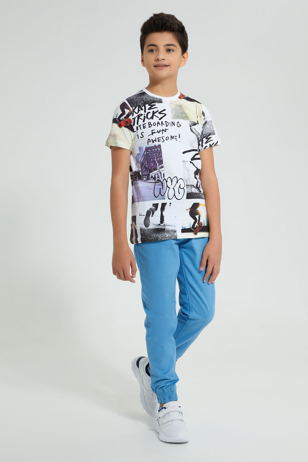 Redtag-White-Allover-Print-T-Shirt-All-Over-Prints-Senior-Boys-9 to 14 Years