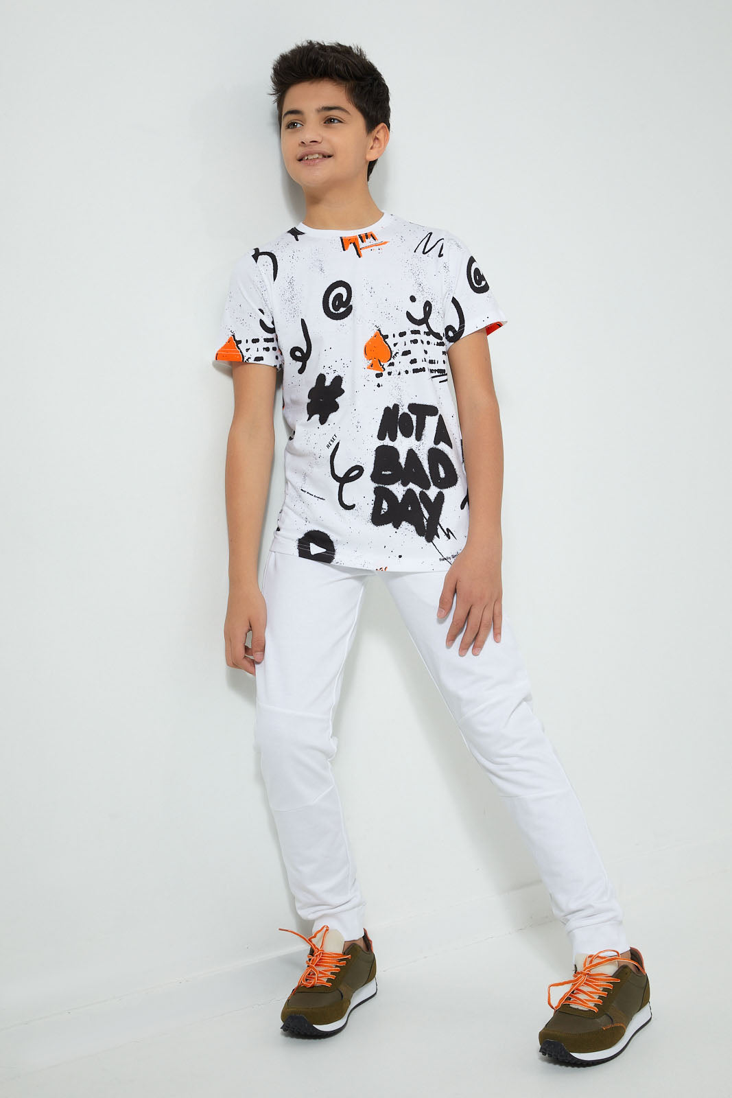 Redtag-White-Allover-Print-T-Shirt-All-Over-Prints-Senior-Boys-9 to 14 Years