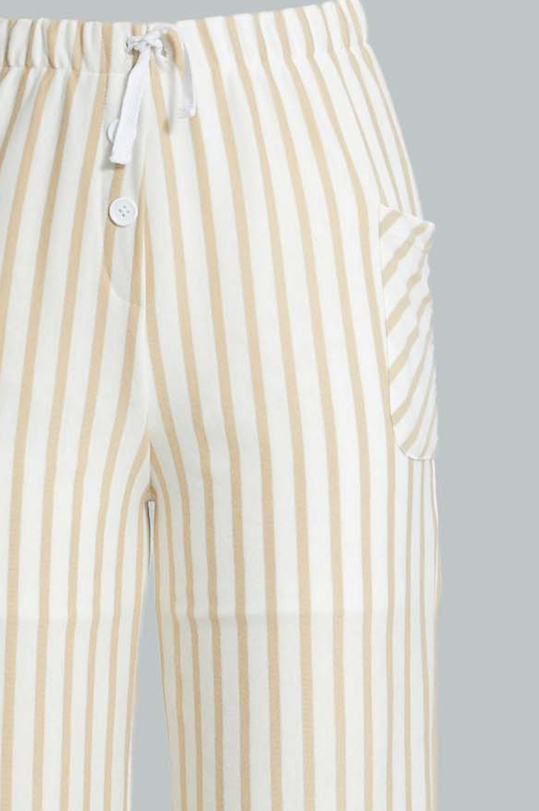 Redtag-White/Beige-Stripe-Knitted-Culottes-Trousers-Senior-Girls-9 to 14 Years