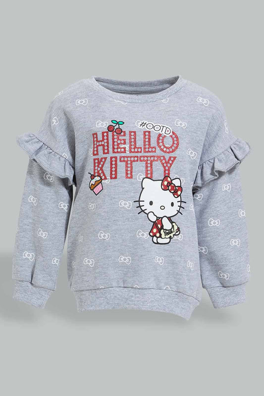 Redtag-Grey-Hello-Kitty-SweaT-Shirt-Sweatshirts-Infant-Girls-3 to 24 Months