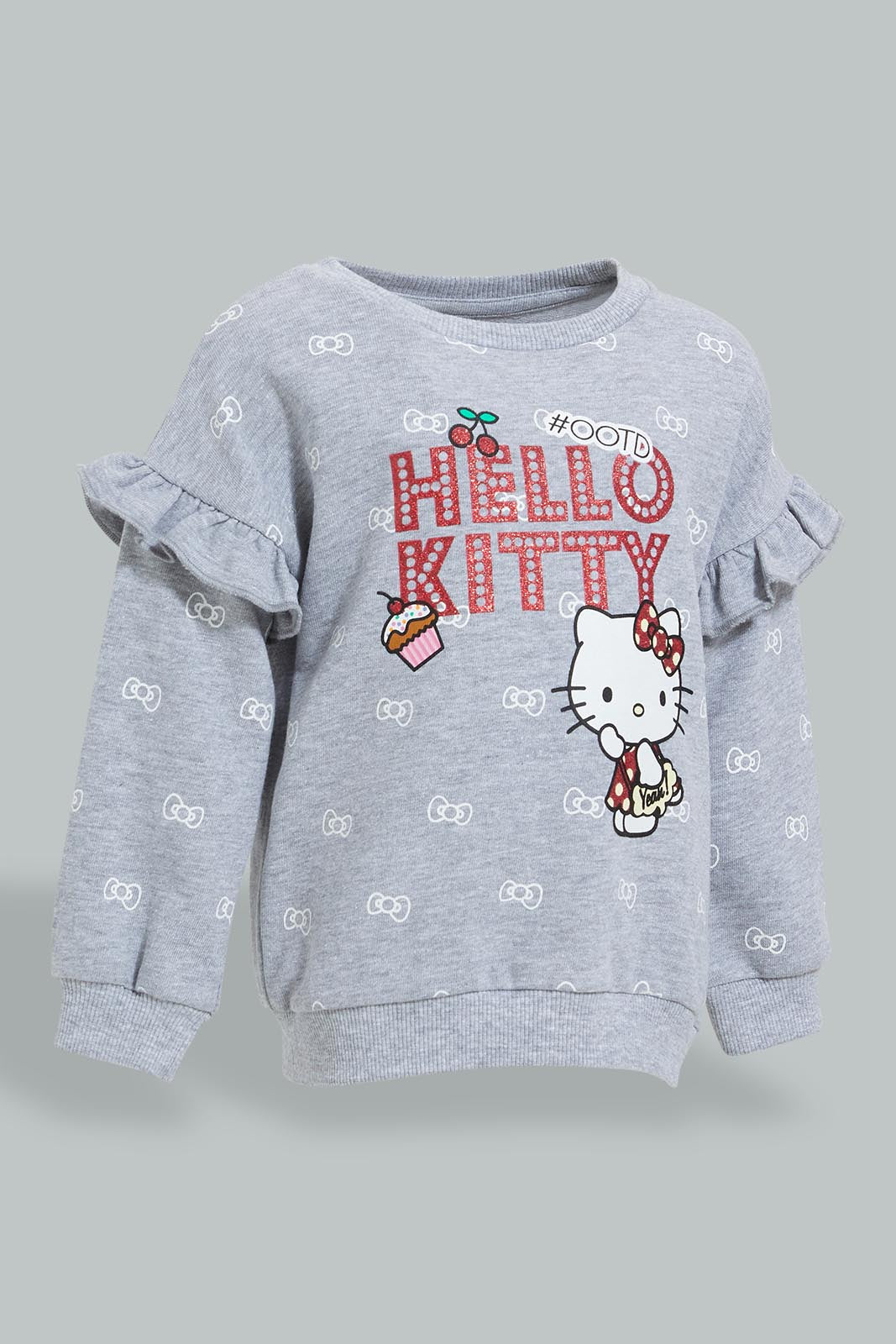 Redtag-Grey-Hello-Kitty-SweaT-Shirt-Sweatshirts-Infant-Girls-3 to 24 Months