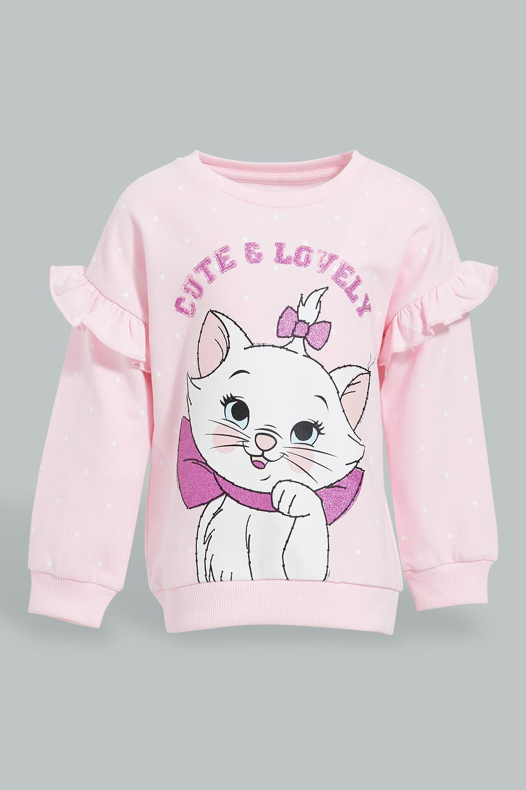 Redtag-Pink-Marie-The-Cat-SweaT-Shirt-Sweatshirts-Infant-Girls-3 to 24 Months