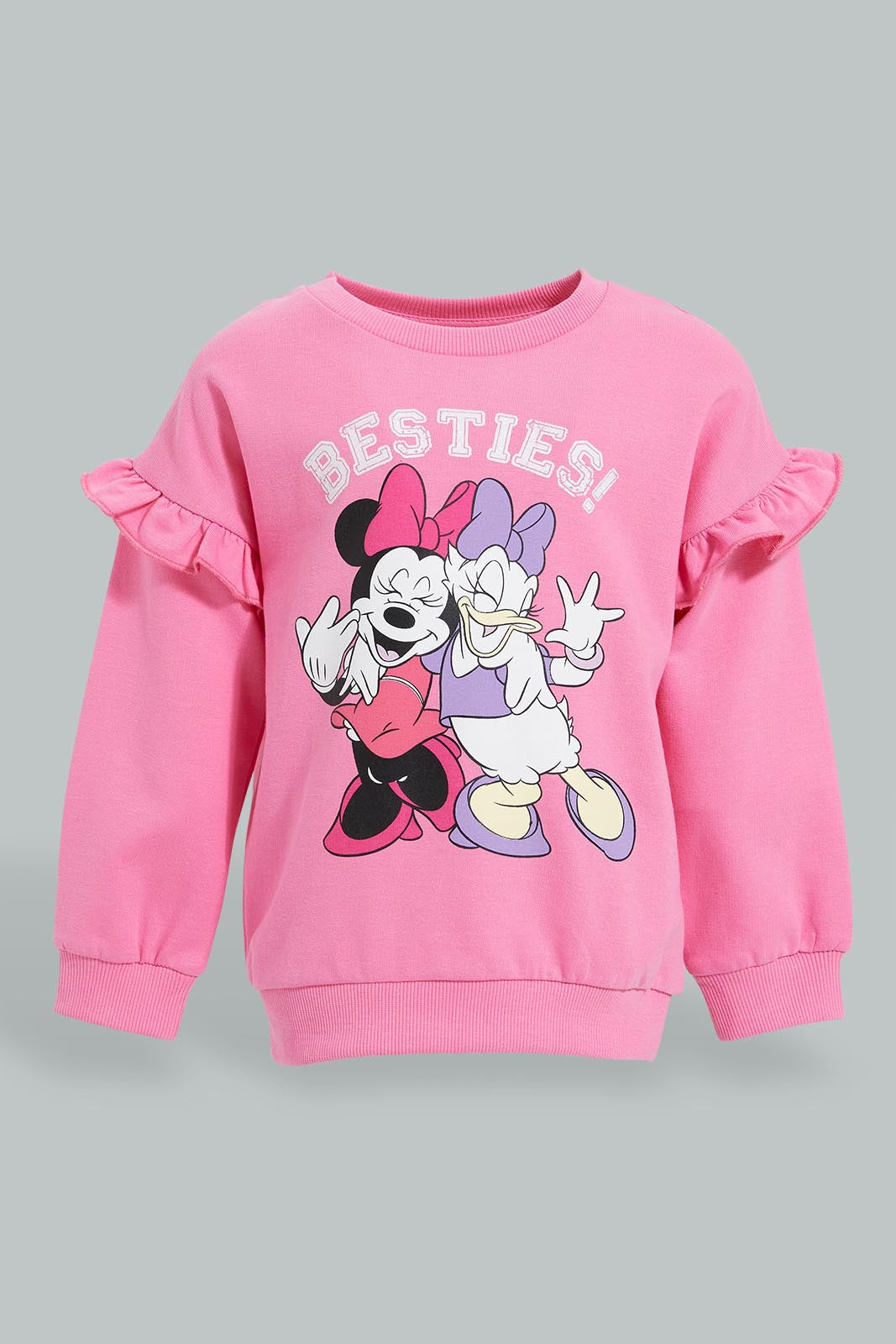Redtag-Fuchsia-Daisey-And-Minnie-SweaT-Shirt-Sweatshirts-Infant-Girls-3 to 24 Months