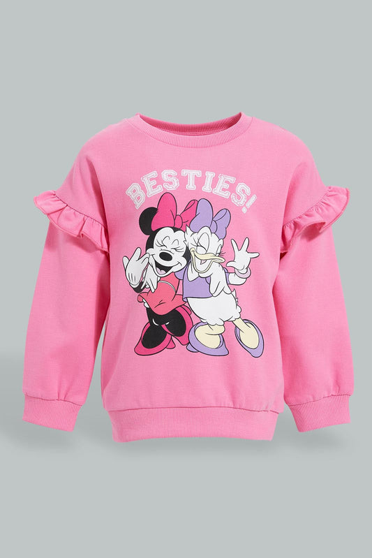 Redtag-Fuchsia-Daisey-And-Minnie-SweaT-Shirt-Sweatshirts-Infant-Girls-3 to 24 Months