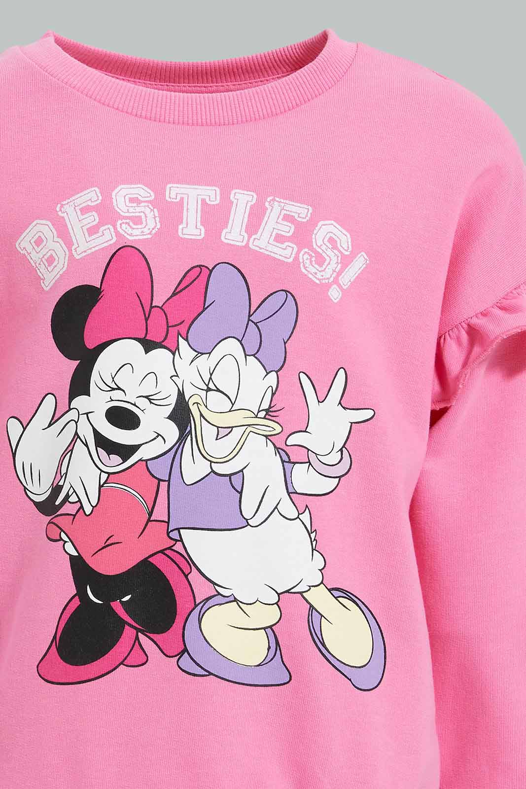Redtag-Fuchsia-Daisey-And-Minnie-SweaT-Shirt-Sweatshirts-Infant-Girls-3 to 24 Months