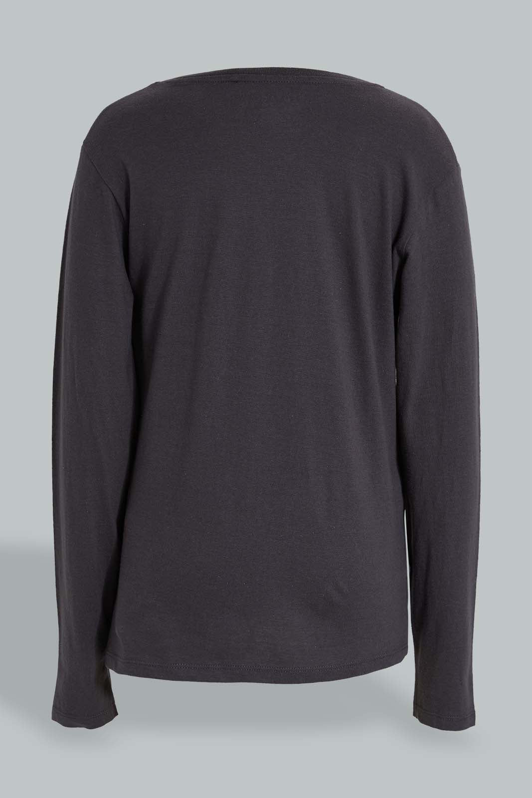 Redtag-Charcoal-Patch-With-Emboss-Print-T-Shirt-Cut-And-Sewn-Senior-Boys-9 to 14 Years