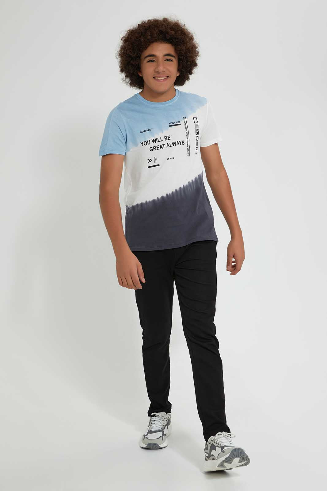 Redtag-Blue-Tye-Dye-T-Shirt-All-Over-Prints-Senior-Boys-9 to 14 Years