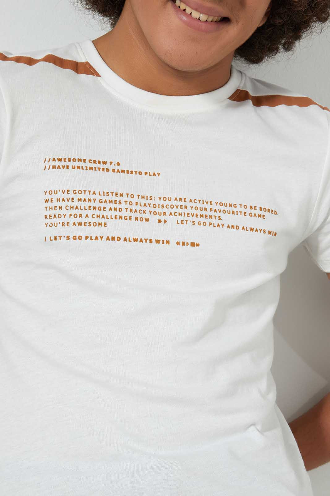 Redtag-White-Small-Hd-T-Shirt-All-Over-Prints-Senior-Boys-9 to 14 Years