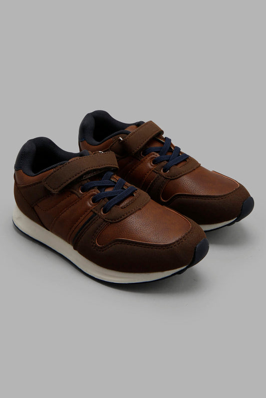 Redtag-Brown-Colour-Block-Sneaker-BOY-Sandals,-Category:Shoes,-Colour:Brown,-Deals:New-In,-Filter:Boys-Footwear-(3-to-5-Yrs),-New-In-BOY-FOO,-Non-Sale,-S22B,-Section:Boys-(0-to-14Yrs)-Boys-3 to 5 Years