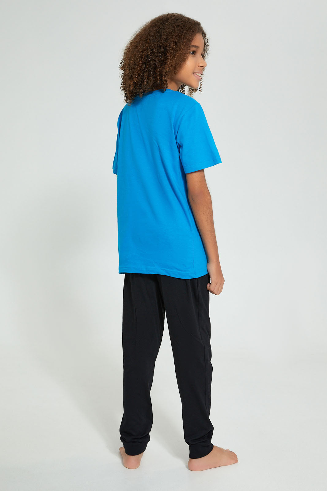 Redtag-Blue-Skate-Board-Night-Suit-Pyjama-Sets-Senior-Boys-9 to 14 Years