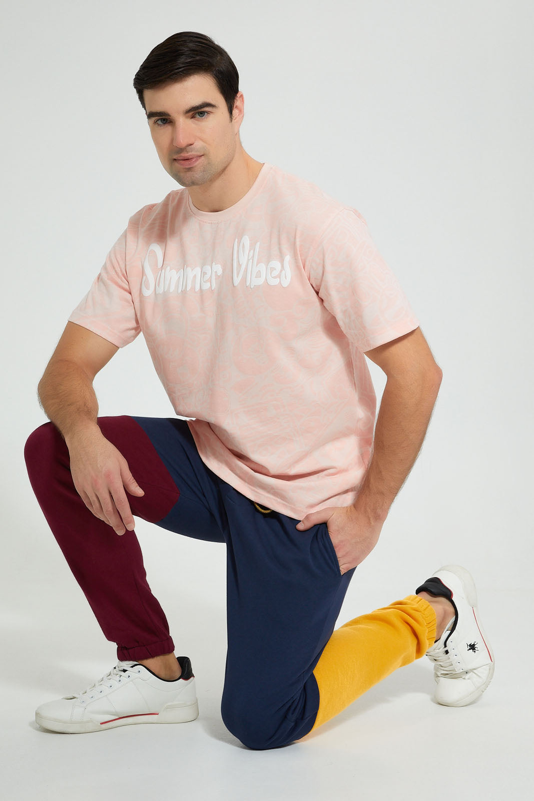 Redtag-Orange-T-Shirt-Graphic-Prints-Men's-0