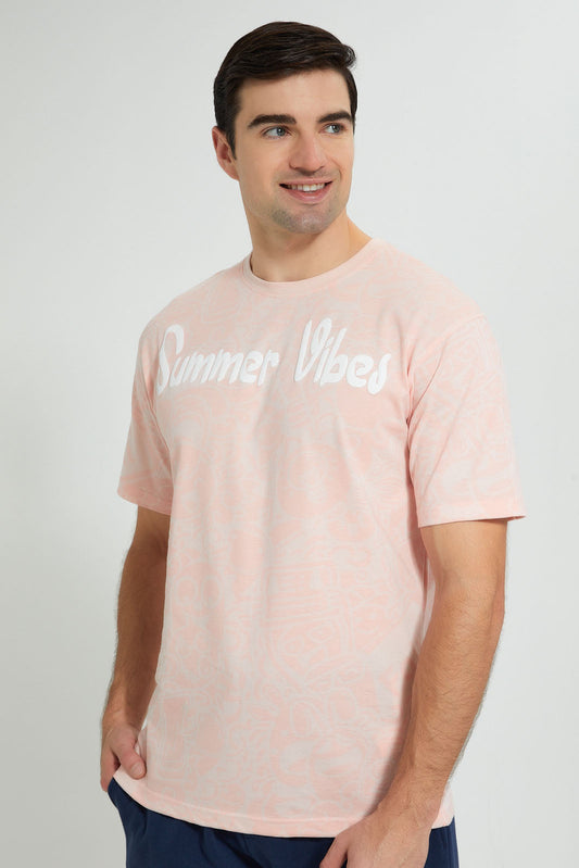 Redtag-Orange-T-Shirt-Graphic-Prints-Men's-0