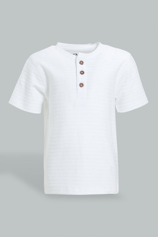 Redtag-White-Jacquard-Short-Sleeve-T-Shirt-Colour:White,-Filter:Infant-Boys-(3-to-24-Mths),-Infant-Boys-T-Shirts,-New-In,-New-In-INB,-Non-Sale,-S22B,-Section:Kidswear,-TBL-Infant-Boys-3 to 24 Months