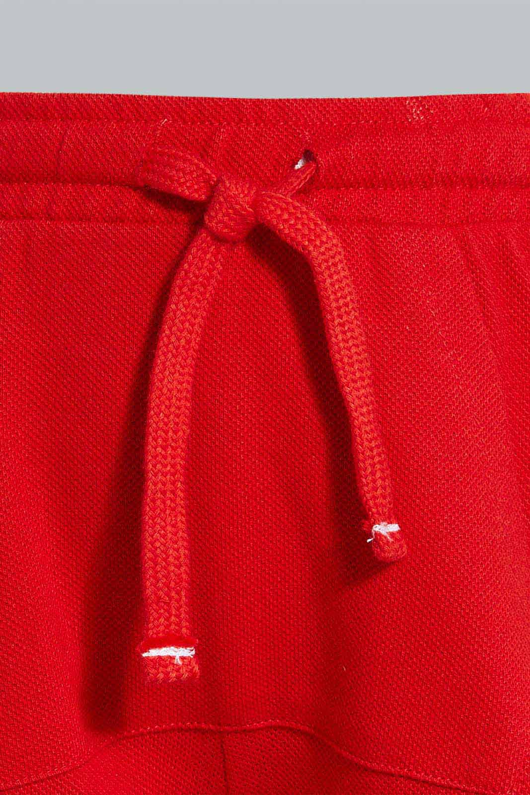 Redtag-Red-Pique-Shorts-Active-Shorts-Infant-Boys-3 to 24 Months