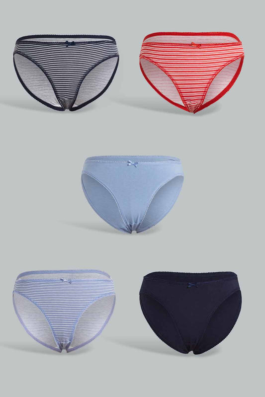 Redtag-Assorted-Print/Plain-Bikini-Briefs-(5-Pack)-Briefs-Bikini-Women's-