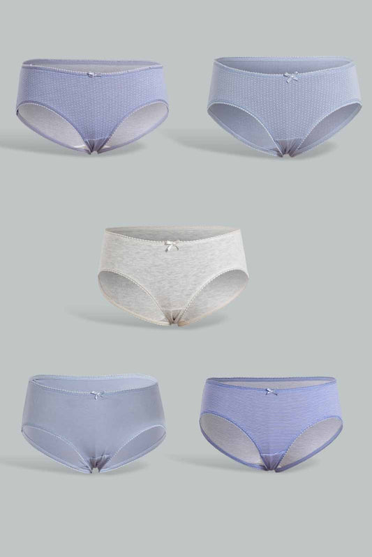 Redtag-Assorted-Print/Plain-Boyleg-Brief-(5-Pack)-Briefs-Boyleg-Women's-
