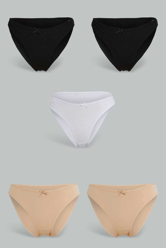 Redtag-Assorted-Print/Plain-Hi-Leg-Brief-(5-Pack)-Briefs-Hi-Leg-Women's-