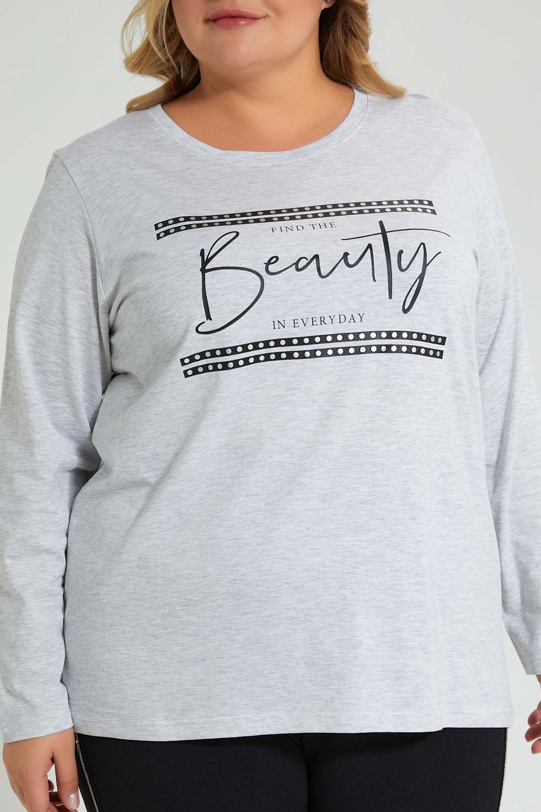 Redtag-Grey-3/4-Sleeve-Graphic-T-Shirt-Colour:Grey,-Filter:Plus-Size,-LDP-T-Shirts,-New-In,-New-In-LDP,-Non-Sale,-S22A,-Section:Women,-TBL-Women's-