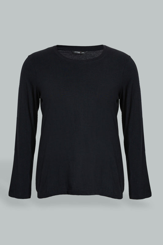 Redtag-Black-Long-Sleeve-Graphic-T-Shirt-Graphic-Prints-Women's-