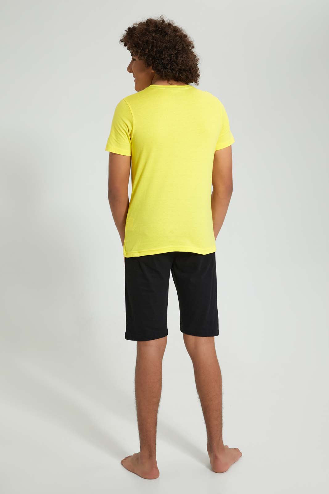 Redtag-Yellow-Ny-Gang-Night-Suit-Pyjama-Sets-Senior-Boys-9 to 14 Years