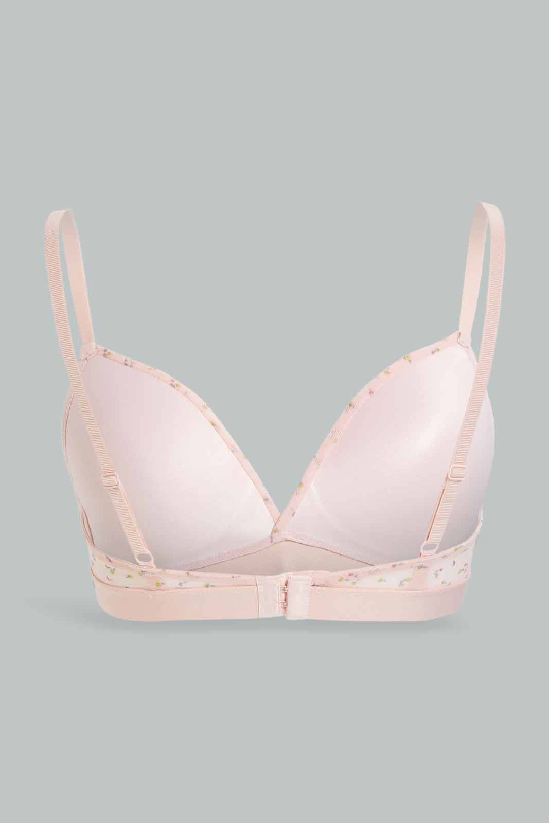 Redtag-Yellow/Peach-Floral-Printed-Padded-Non-Wired-Bra-(2-Pack)-Category:Bras,-Colour:Assorted,-Deals:New-In,-Filter:Women's-Clothing,-New-In-Women-APL,-Non-Sale,-Section:Women,-W22O,-Women-Bras--