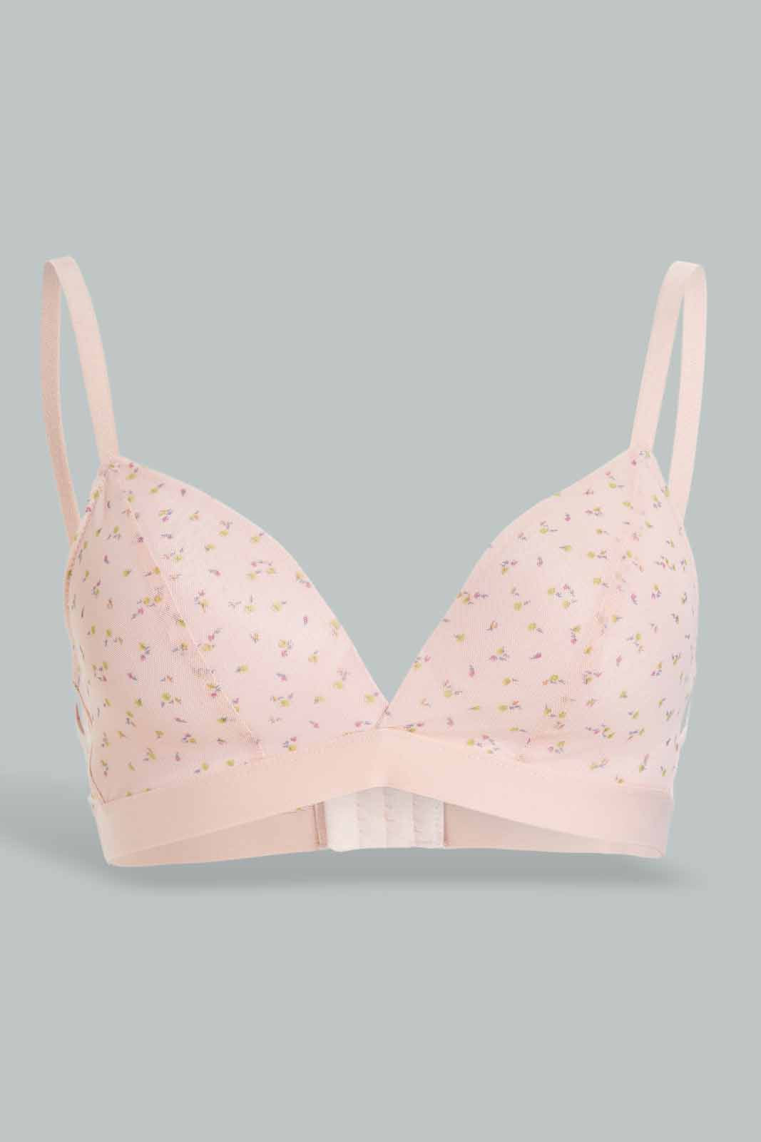 Redtag-Yellow/Peach-Floral-Printed-Padded-Non-Wired-Bra-(2-Pack)-Category:Bras,-Colour:Assorted,-Deals:New-In,-Filter:Women's-Clothing,-New-In-Women-APL,-Non-Sale,-Section:Women,-W22O,-Women-Bras--