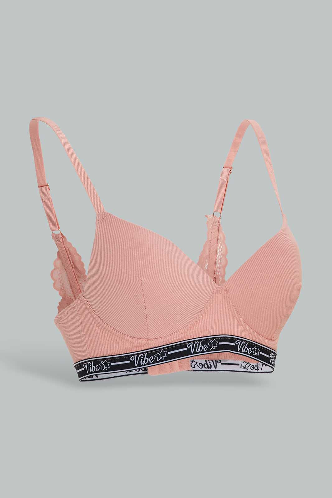 Redtag-Grey/Blush-Plain-Rib-Padded-Non-Wired-Bra-(2-Pack)-Category:Bras,-Colour:Assorted,-Deals:New-In,-Filter:Women's-Clothing,-New-In-Women-APL,-Non-Sale,-Section:Women,-W22O,-Women-Bras--