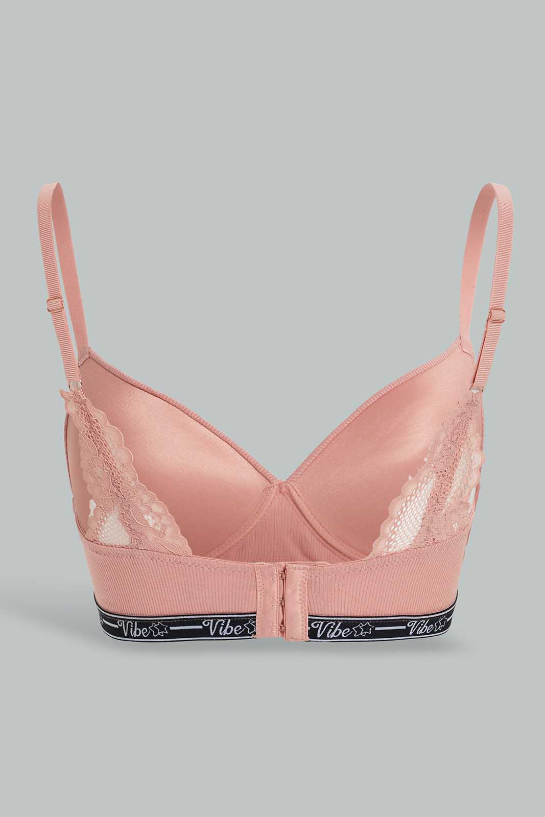 Redtag-Grey/Blush-Plain-Rib-Padded-Non-Wired-Bra-(2-Pack)-Category:Bras,-Colour:Assorted,-Deals:New-In,-Filter:Women's-Clothing,-New-In-Women-APL,-Non-Sale,-Section:Women,-W22O,-Women-Bras--