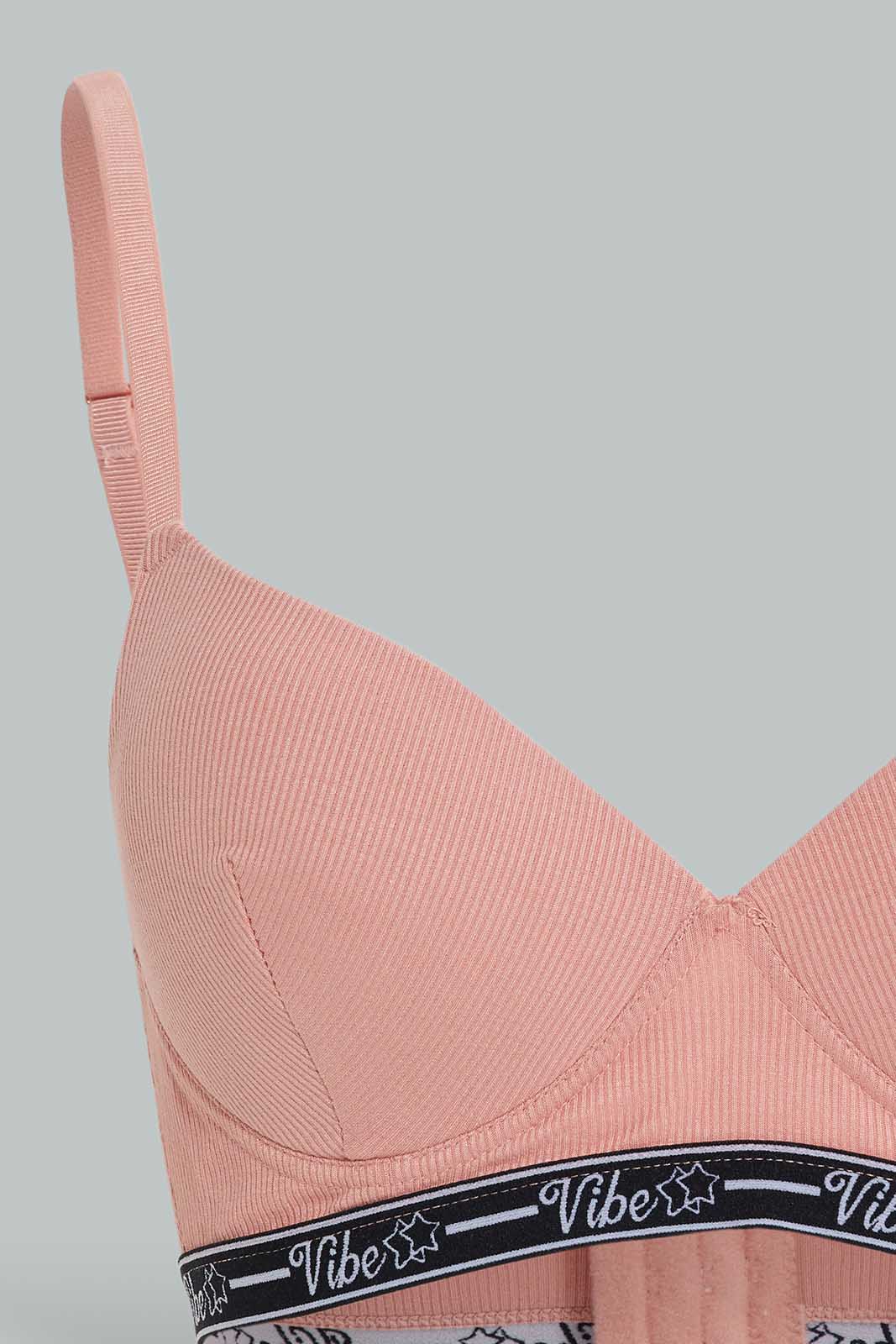 Redtag-Grey/Blush-Plain-Rib-Padded-Non-Wired-Bra-(2-Pack)-Category:Bras,-Colour:Assorted,-Deals:New-In,-Filter:Women's-Clothing,-New-In-Women-APL,-Non-Sale,-Section:Women,-W22O,-Women-Bras--