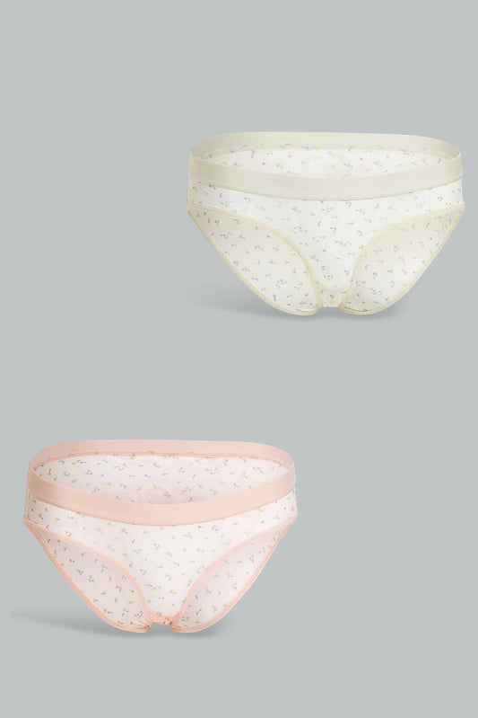 Redtag-Yellow/Peach-Floral-Printed-Boyleg-Brief-(2-Pack)-Category:Briefs,-Colour:Assorted,-Deals:New-In,-Filter:Women's-Clothing,-New-In-Women-APL,-Non-Sale,-Section:Women,-W22O,-Women-Briefs--