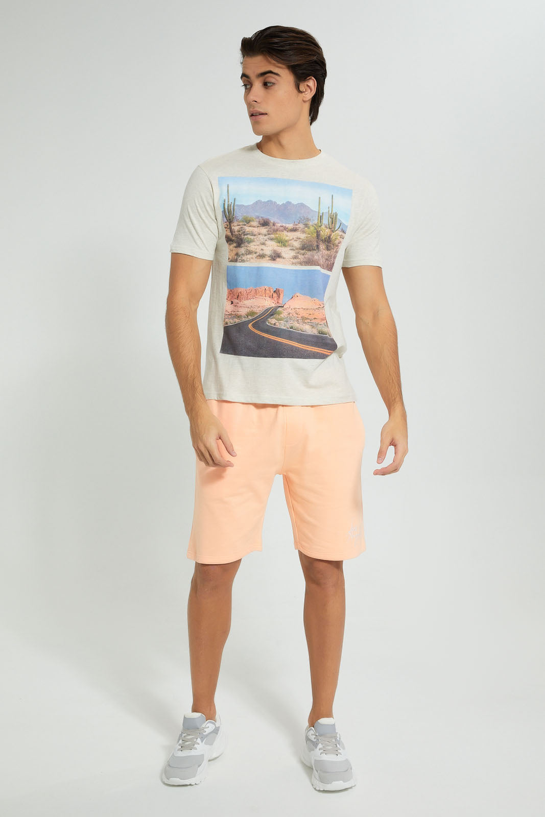Redtag-Ecru-Graphic-T-Shirt-Graphic-Prints-Men's-