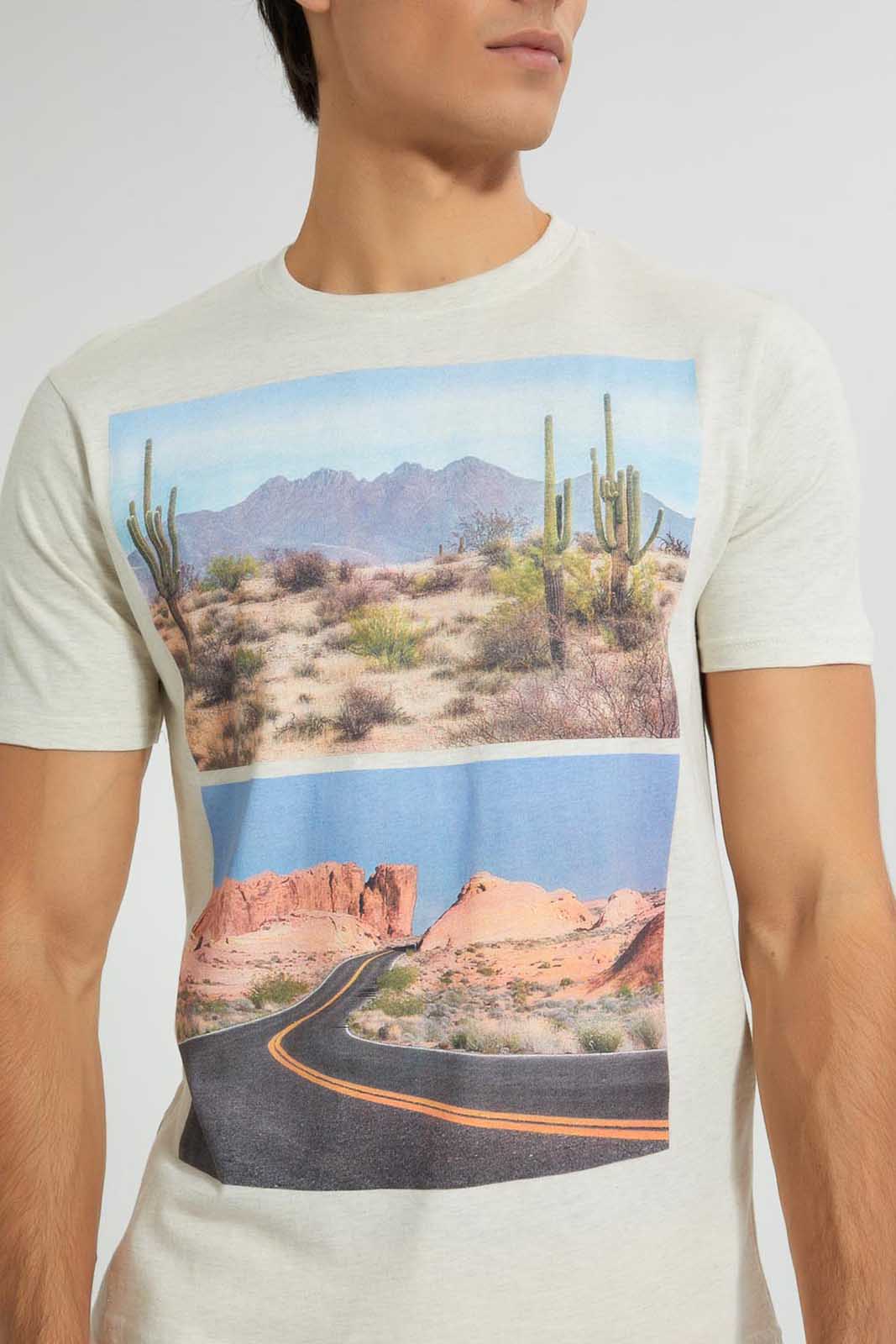 Redtag-Ecru-Graphic-T-Shirt-Graphic-Prints-Men's-