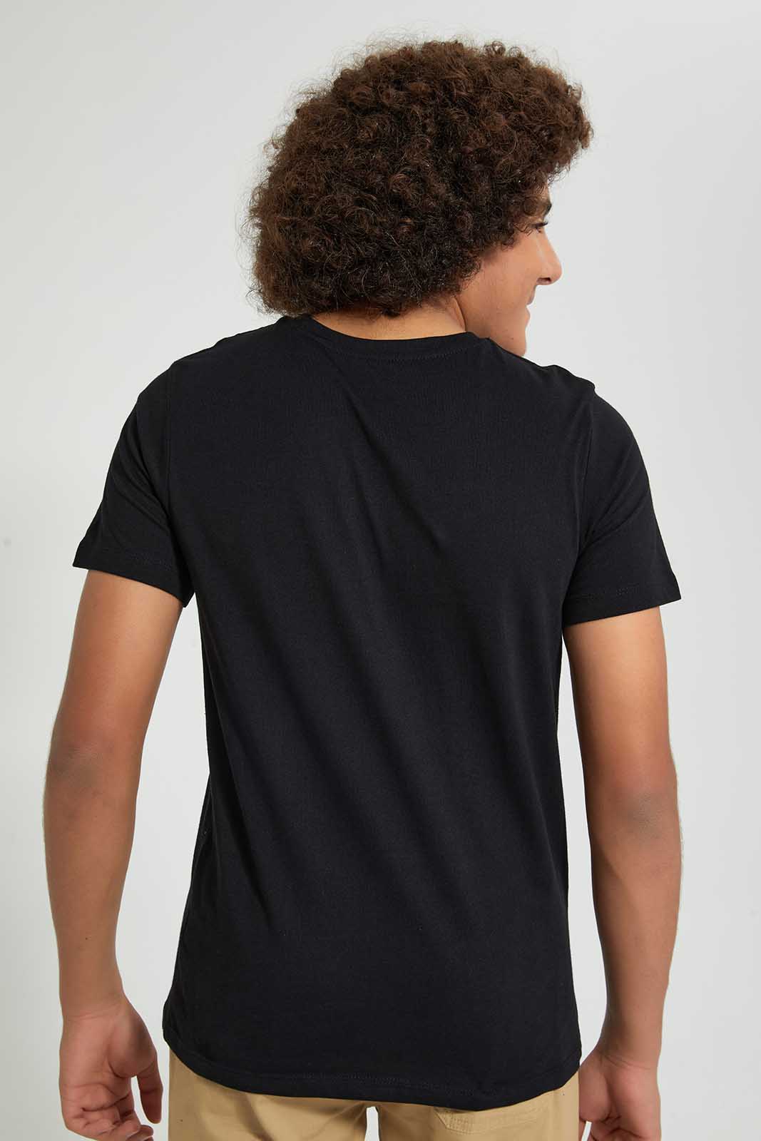 Redtag-Black-Ny-Print-T-Shirt-All-Over-Prints-Senior-Boys-9 to 14 Years