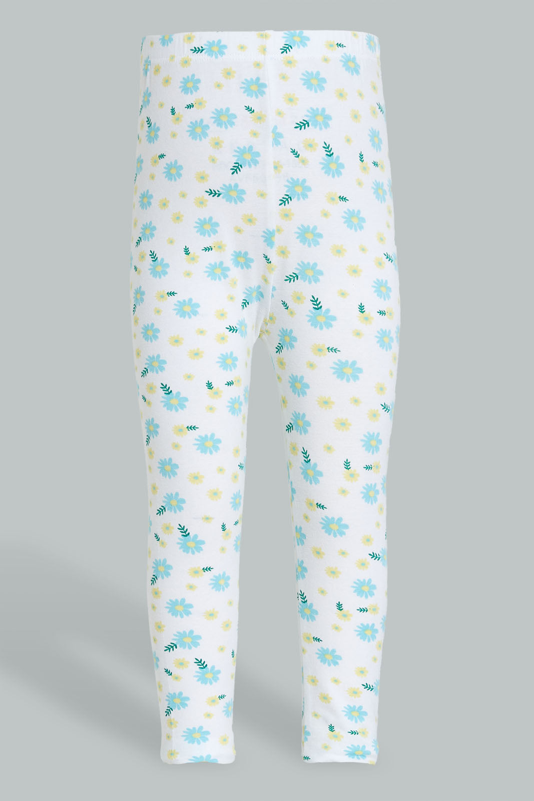 Redtag-Yellow-Peterpan-Top-With-Printed-Legging-Sets-Infant-Girls-3 to 24 Months