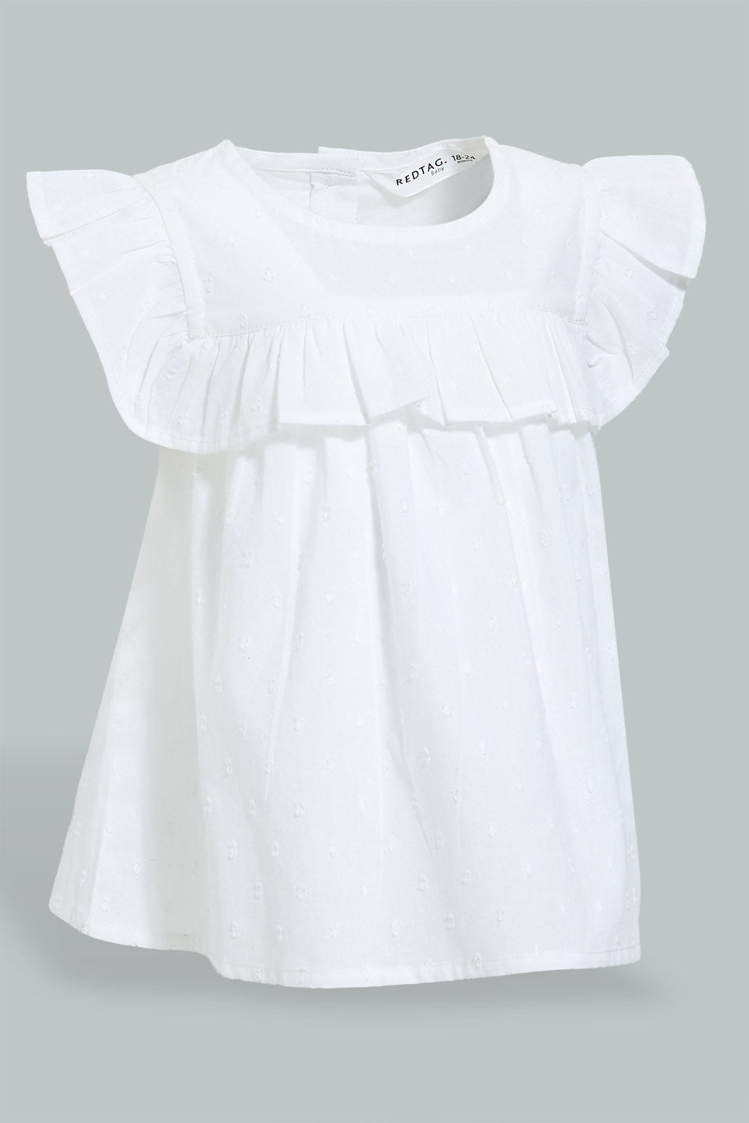 Redtag-White-Dobby-Blouse-Blouses-Infant-Girls-3 to 24 Months
