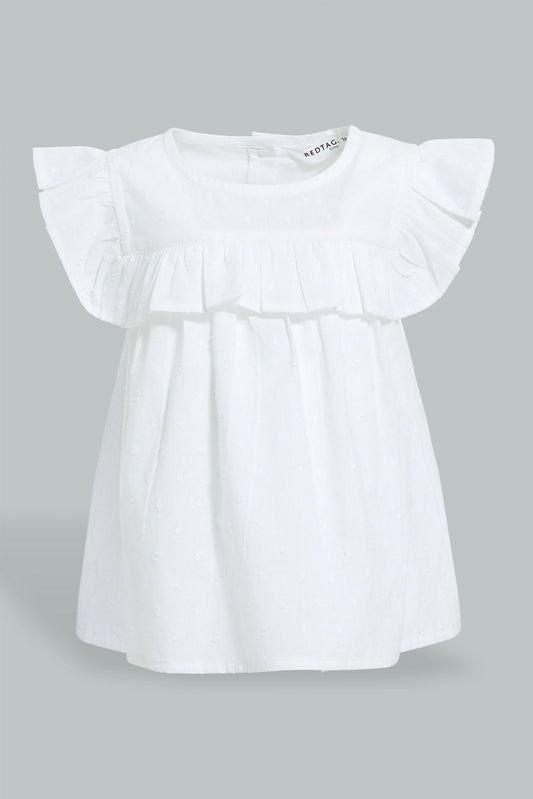 Redtag-White-Dobby-Blouse-Blouses-Infant-Girls-3 to 24 Months