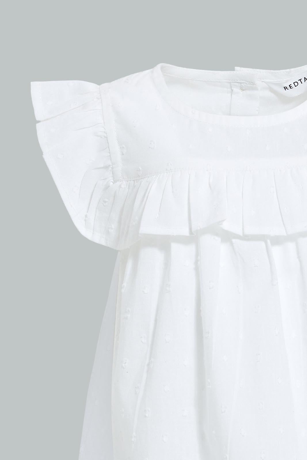 Redtag-White-Dobby-Blouse-Blouses-Infant-Girls-3 to 24 Months