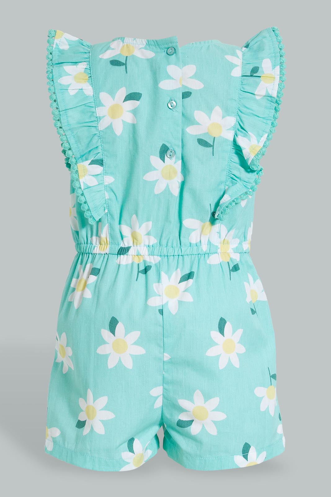Redtag-Mint-Printed-Frilled-Playsuit-Jumpsuits-Infant-Girls-3 to 24 Months