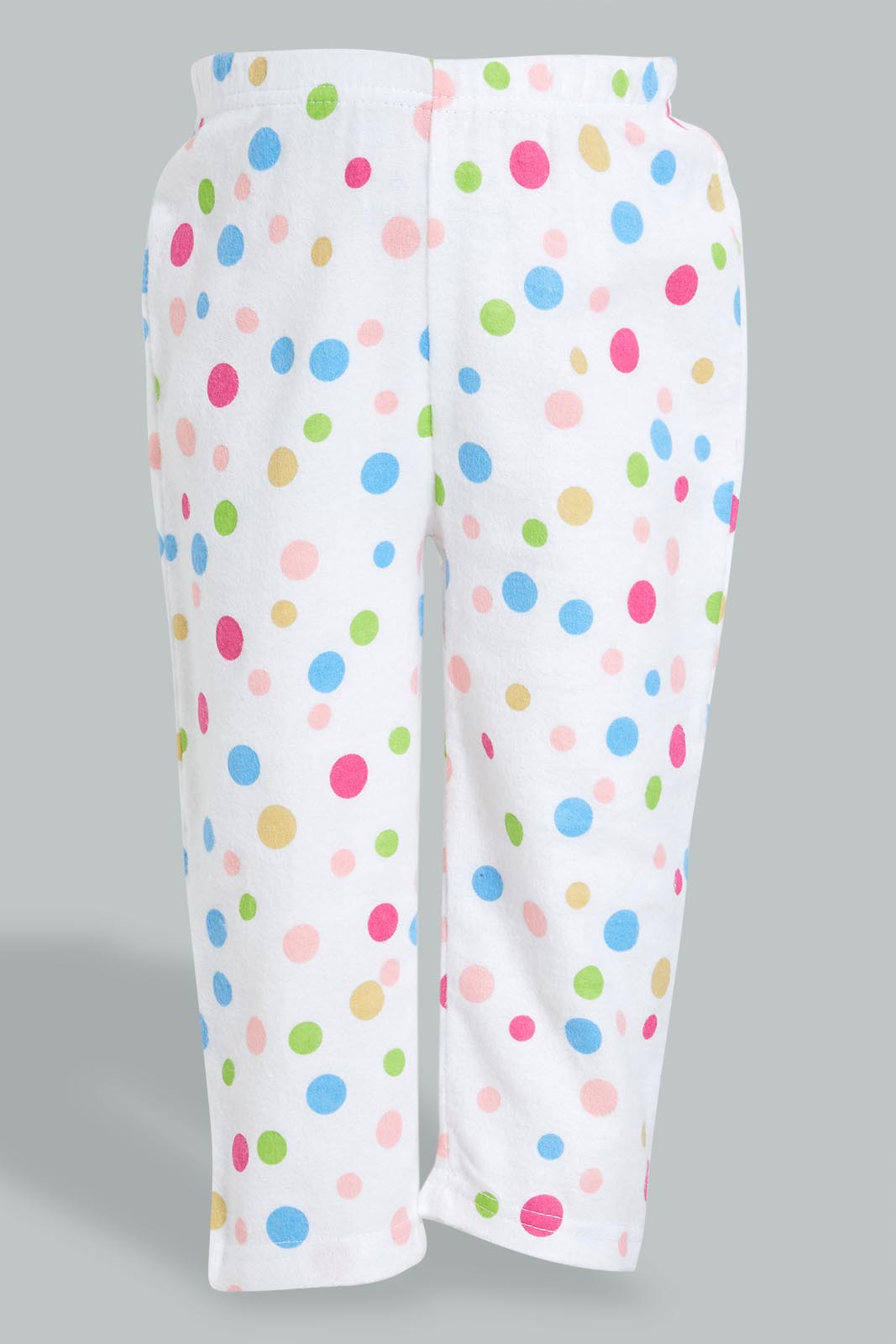 Redtag-White-Polka-Dot-Flannel-Pyjama-Set-Pyjama-Sets-Infant-Girls-3 to 24 Months