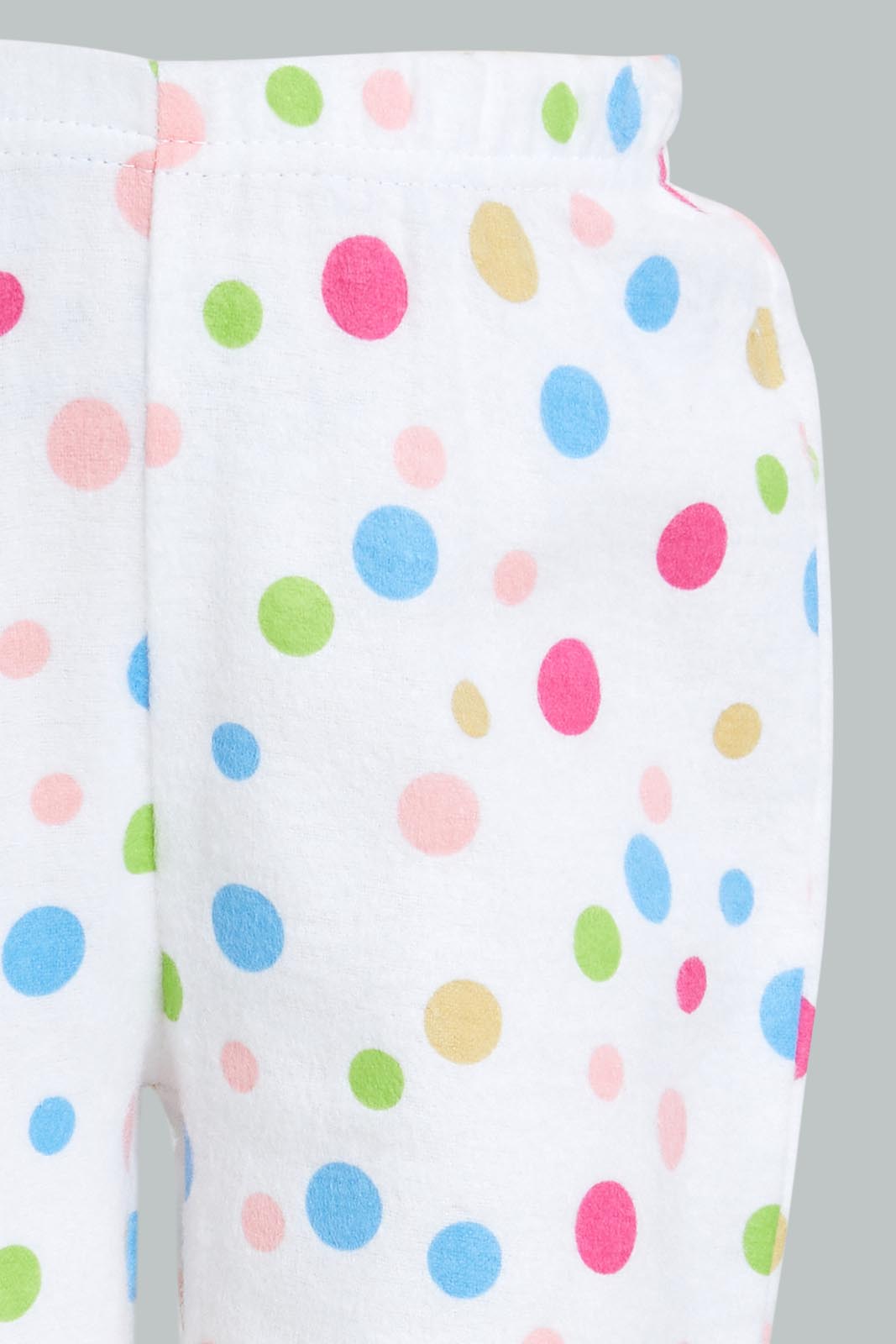 Redtag-White-Polka-Dot-Flannel-Pyjama-Set-Pyjama-Sets-Infant-Girls-3 to 24 Months