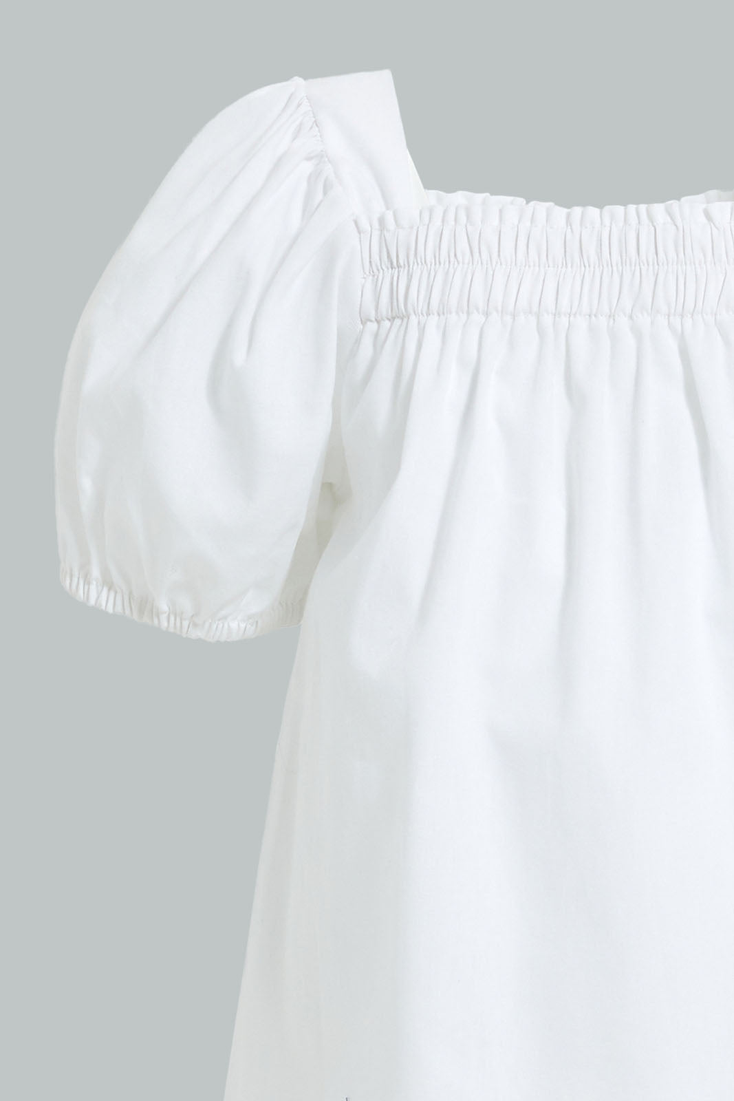 Redtag-White-Puff-Sleeves-Plain-Top-Blouses-Infant-Girls-3 to 24 Months