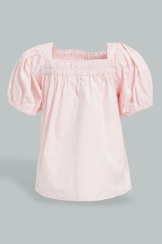 Redtag-Pink-Puff-Sleeves-Plain-Top-Colour:Pink,-Filter:Infant-Girls-(3-to-24-Mths),-Infant-Girls-Blouses,-New-In,-New-In-ING,-Non-Sale,-S22B,-Section:Kidswear-Infant-Girls-3 to 24 Months