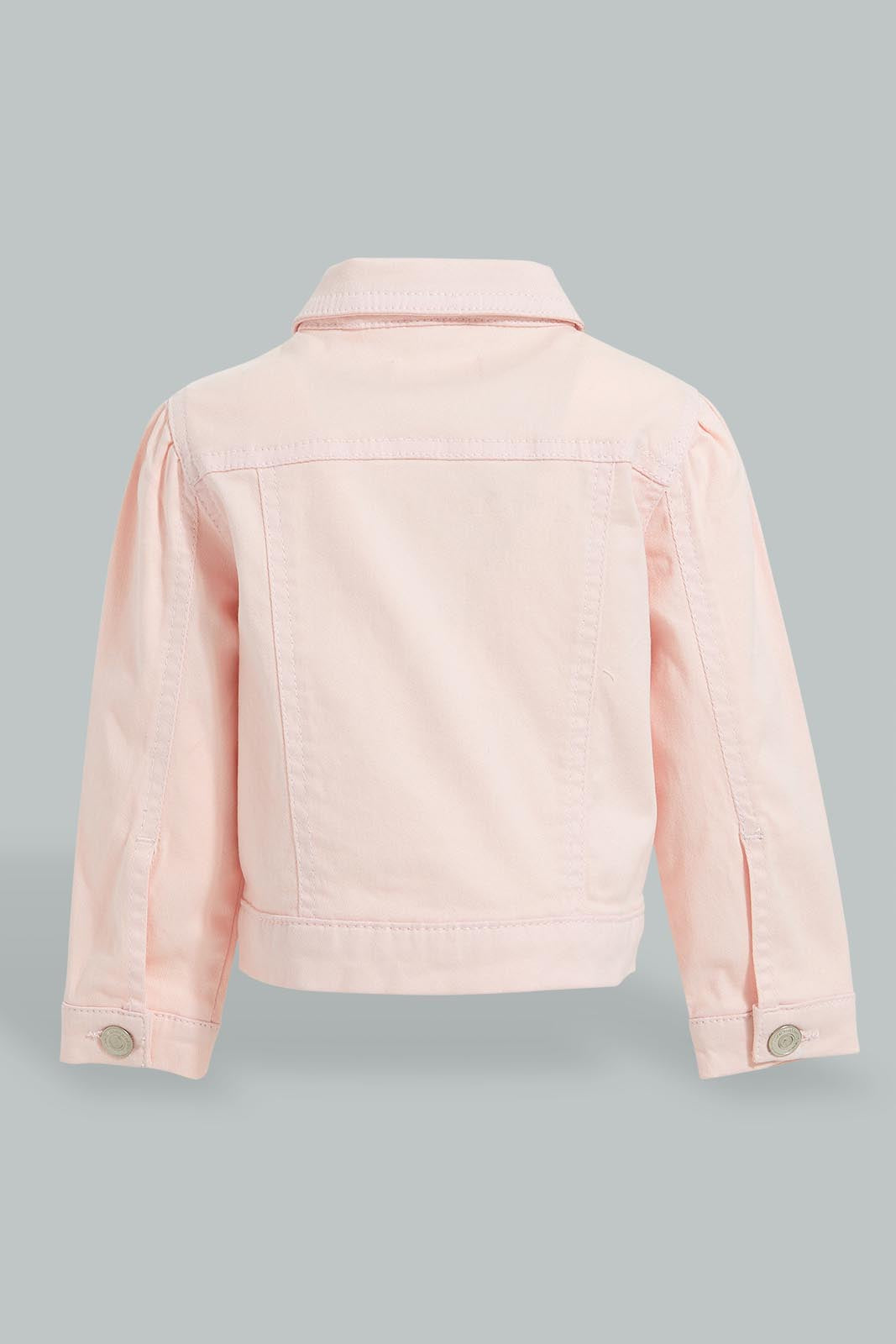 Redtag-Pink-Twill-Jacket-Jackets-Infant-Girls-3 to 24 Months