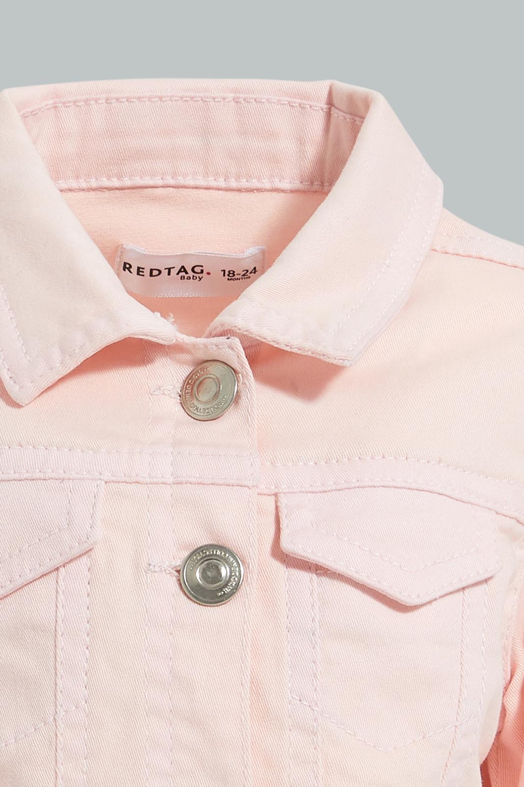 Redtag-Pink-Twill-Jacket-Jackets-Infant-Girls-3 to 24 Months