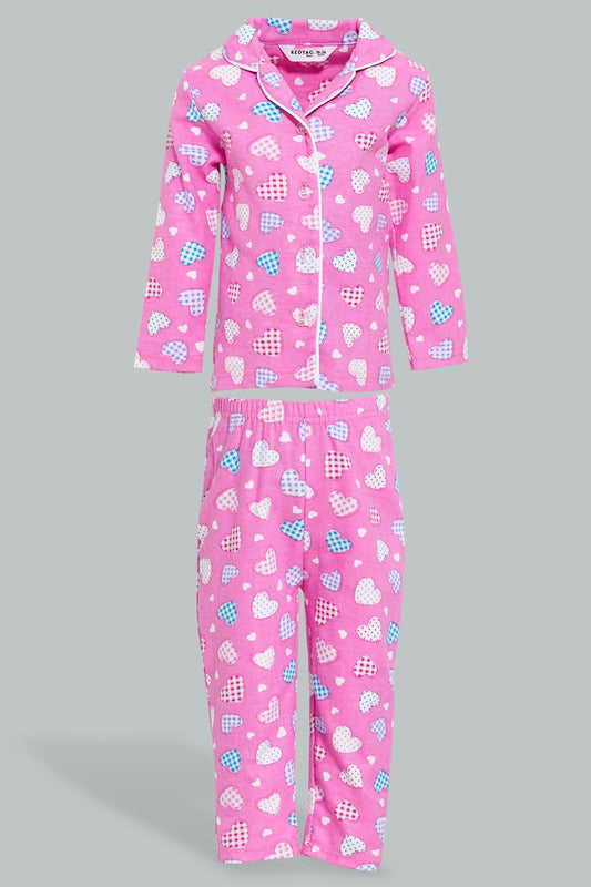 Redtag-Pink-Heart-Printed-Flannel-Pyjama-Set-Colour:Pink,-Filter:Infant-Girls-(3-to-24-Mths),-Infant-Girls-Pyjama-Sets,-New-In,-New-In-ING,-Non-Sale,-S22A,-Section:Kidswear-Infant-Girls-3 to 24 Months