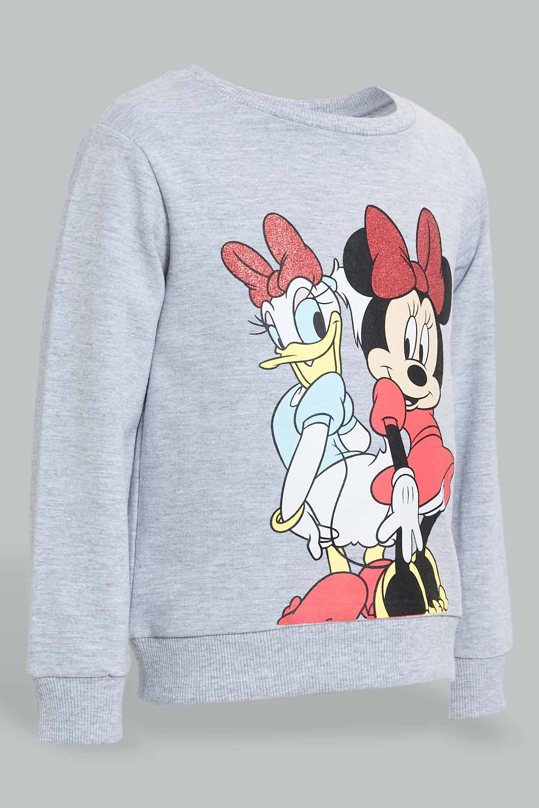 Redtag-Grey-Mel.-Character-Sweat-T-Shirt-With-Red-Printed-Track-Sets-Infant-Girls-3 to 24 Months