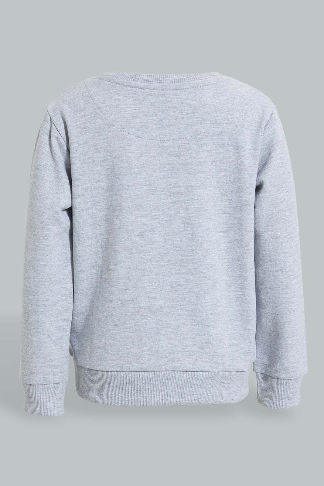 Redtag-Grey-Mel.-Character-Sweat-T-Shirt-With-Red-Printed-Track-Sets-Infant-Girls-3 to 24 Months